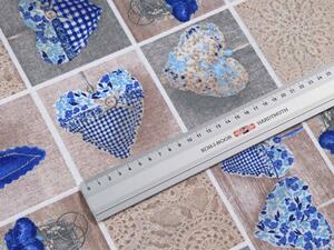 Biante Dekorační povlak na polštář s lemem Leona LN-004 Modré srdce 35 x 45 cm