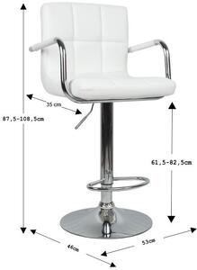 Barová židle, bílá ekokůže / chrom, Leora NEW
