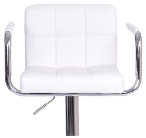 Barová židle, bílá ekokůže / chrom, Leora NEW