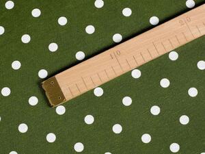 Biante Dekorační prostírání na stůl Leona LN-023 Bílé puntíky na olivově zeleném 30x40 cm