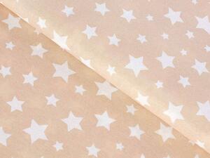 Biante Dekorační povlak na polštář s lemem Leona LN-025 Bílé hvězdičky na béžovém 40 x 40 cm