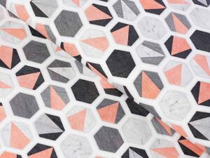 Biante Dekorační povlak na polštář Leona LN-031 Lososovo-šedé hexagony 30 x 50 cm