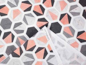 Biante Dekorační závěs Leona LN-031 Lososovo-šedé hexagony 130x140 cm