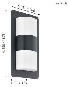 Eglo 98086 - Venkovní nástěnné svítidlo CISTIERNA 2xE27/10W/230V antracit IP44