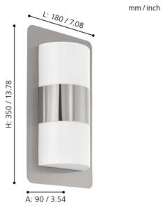 Eglo 98085 - Venkovní nástěnné svítidlo CISTIERNA 2xE27/10W/230V matný chrom IP44