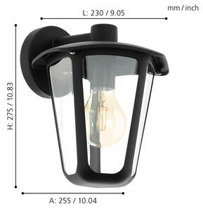 Eglo 98121 - Venkovní nástěnné svítidlo MONREALE 1xE27/60W/230V černá IP44