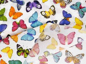 Biante Dekorační závěs Leona LN-062 Barevní motýlci na bílém 130x140 cm