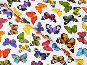 Biante Dekorační obdélníkový ubrus Leona LN-062 Barevní motýlci na bílém 50x100 cm