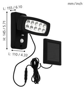 Eglo 98187 - LED Solární nástěnné svítidlo se senzorem PALIZZI LED/1,2V IP44