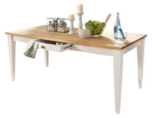 KATMANDU Stůl jídelní Marone, bílá-dub, borovice, 76x180x90 cm