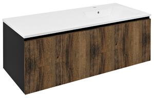 Sapho LOREA skříňka s umyvadlem 121x46x51,5cm (30+90cm), pravá, dub collingwood/černá mat LE090-1935-R-03