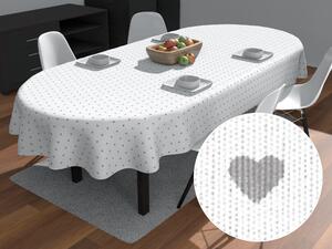 Biante Dekorační oválný ubrus Leona LN-008 Šedé srdíčka na bílém 100x160 cm