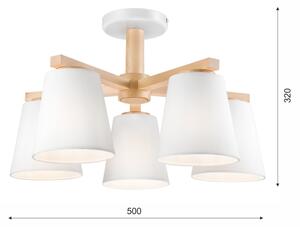 Přisazený lustr ELLIE 5xE27/60W/230V bílá/buk