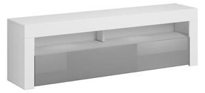 Vivaldi TV stolek Mex 160 cm bílý mat/šedý lesk
