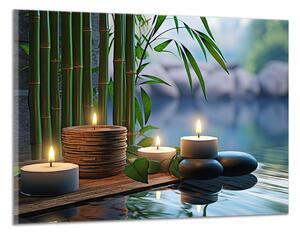 Obraz na plátně Bambus a svíčky