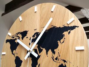 Dřevěné nástěnné hodiny mapa černá