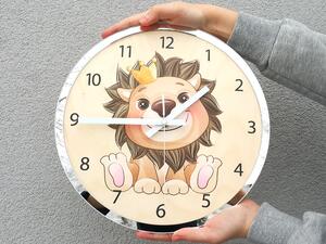 Dětské nástěnné hodiny Lev s korunkou