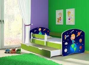 Dětská postel - Vesmír 2 140x70 cm + šuplík zelená