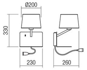 Redo 01-1807 - LED Nástěnné svítidlo TOMO 1xE27/42W/230V+LED/3W