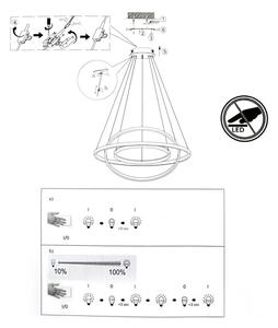 LED Stmívatelný lustr na lanku CIRCLE LED/15W/230V + LED/20W + LED/25W