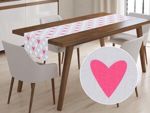 Biante Dětský bavlněný běhoun na stůl Sandra SA-015 Růžové srdce na šedém 20x120 cm