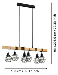 Eglo 44076 - Lustr na lanku TOWNSHEND 6xE27/60W/230V