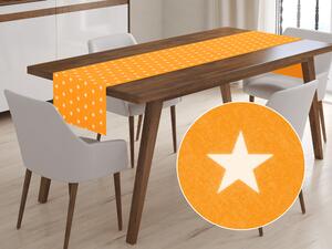 Biante Bavlněný běhoun na stůl Sandra SA-034 Bílé hvězdičky na oranžovém 20x120 cm