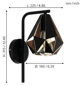 Eglo 43057 - Nástěnné svítidlo CARLTON 1xE27/60W/230V