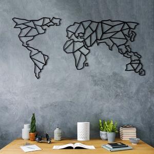 Hanah Home Nástěnná kovová dekorace Mapa světa linie 60x120 cm černá