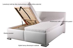 Čalouněná postel CASSA s úložným prostorem včetně polohovacího roštu Plocha spaní 160x200