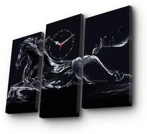 Hanah Home Obrazové nástěnné hodiny Kůň 66x45 cm černo-bílé
