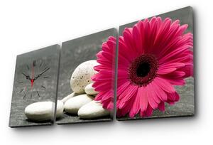 Hanah Home Obrazové nástěnné hodiny Gerbera 96x40 cm vícebarevné