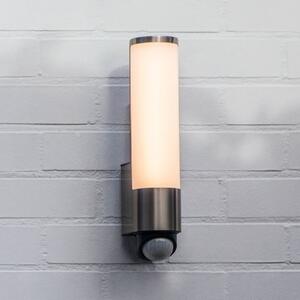 LUTEC Venkovní nástěnné svítidlo s LED a senzorem LEDA, nerezová ocel, výška 35 cm,, Hliník / šedá / zinek, Nerezová ocel, Moderní