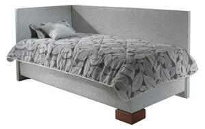 Čalouněná postel s úložným prostorem QUATRO 90x200 levá varianta s roštem ND 4, s matrací BAZI