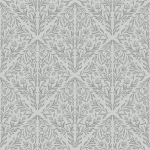 Tapety Botanický damašek ve světle šedé barvě s jemným obrysem, Tapety květiny, a00815v2 : uwalls.cz