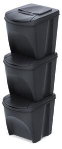 Prosperplast Sada odpadkových košů SORTEX antracit, objem 3x25l