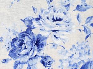 Dekorační látka Leona LN-070 Modré růže na režném - šířka 140 cm