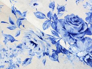 Biante Dekorační povlak na polštář Leona LN-070 Modré růže na režném 30 x 50 cm