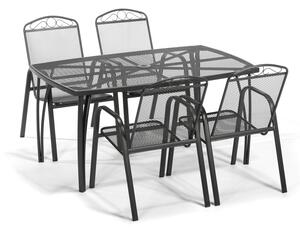 IWHome Jídelní set stůl ZWMT 24 tmavě šedá + 4x křeslo ZWMC-31 tmavě šedá
