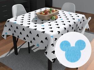 Biante Dětský bavlněný čtvercový ubrus Sandra SA-079 Černé a modré myšky Mickey 40x40 cm