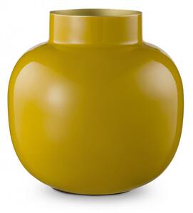 Pip studio kulatá kovová váza Blushing birds 25 cm, žlutá Žlutá Smalt / kov