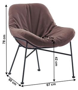 Jídelní židle KALIFA látka hnědá s efektem broušené kůže, kov černý lak mat