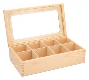 ČistéDřevo Dřevěná krabička s plexisklem - 8 přihrádek