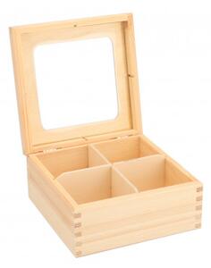 ČistéDřevo Dřevěná krabička s plexisklem - 4 přihrádky