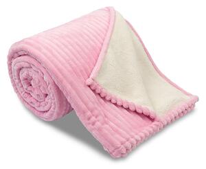 Velmi přijemná deka ovečka z mikrovlákna světle růžové/bílé barvy. Vzhled manžestr. Rozměr deky je 150x200 cm