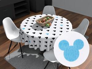 Biante Dětský bavlněný kulatý ubrus Sandra SA-079 Černé a modré myšky Mickey Ø 50 cm