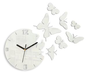 ModernClock 3D nalepovací hodiny Butterflies bílé