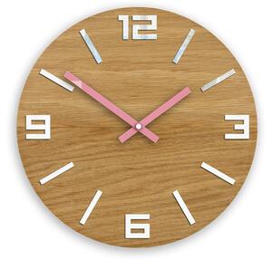 ModernClock Nástěnné hodiny Arabic Wood hnědo-růžové