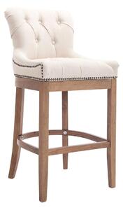 Barová židle Buckingham látka, dřevěné nohy světlá antik - Krémová