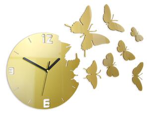 ModernClock 3D nalepovací hodiny Butterfly zlaté